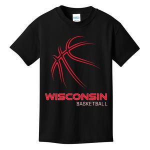 Basketball WI Love The Badger State Souvenir Wisconsin Hoops Kids T-Shirt