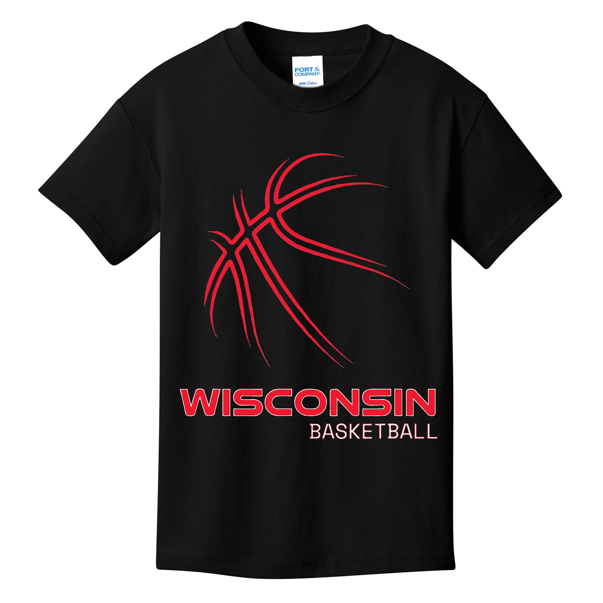 Basketball WI Love The Badger State Souvenir Wisconsin Hoops Kids T-Shirt