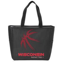 Basketball WI Love The Badger State Souvenir Wisconsin Hoops Zip Tote Bag