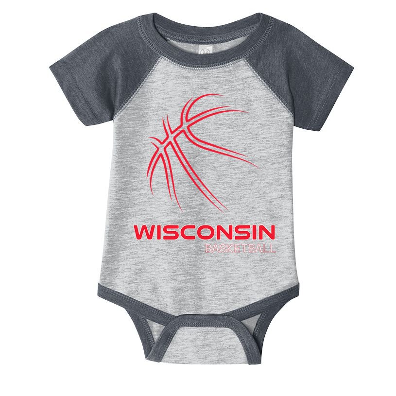 Basketball WI Love The Badger State Souvenir Wisconsin Hoops Infant Baby Jersey Bodysuit