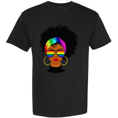 Black Woman LGBT Pride Afro Retro Mother's Day Garment-Dyed Heavyweight T-Shirt