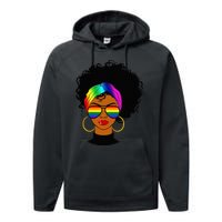 Black Woman LGBT Pride Afro Retro Mother's Day Performance Fleece Hoodie