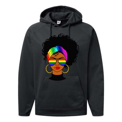 Black Woman LGBT Pride Afro Retro Mother's Day Performance Fleece Hoodie