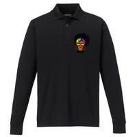 Black Woman LGBT Pride Afro Retro Mother's Day Performance Long Sleeve Polo