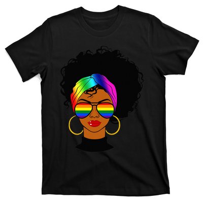 Black Woman LGBT Pride Afro Retro Mother's Day T-Shirt