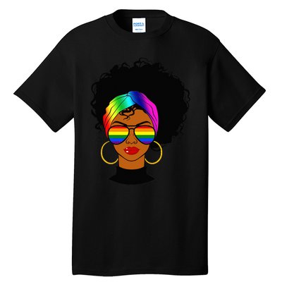 Black Woman LGBT Pride Afro Retro Mother's Day Tall T-Shirt