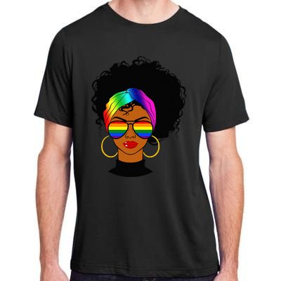 Black Woman LGBT Pride Afro Retro Mother's Day Adult ChromaSoft Performance T-Shirt