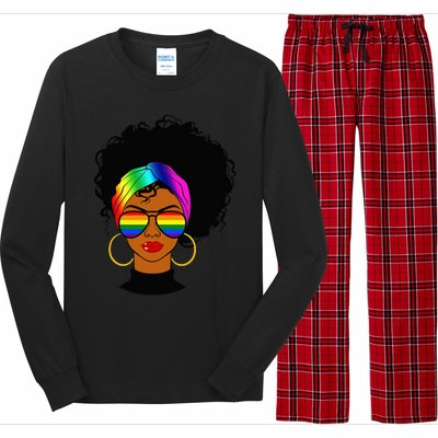 Black Woman LGBT Pride Afro Retro Mother's Day Long Sleeve Pajama Set