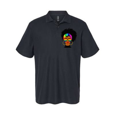 Black Woman LGBT Pride Afro Retro Mother's Day Softstyle Adult Sport Polo