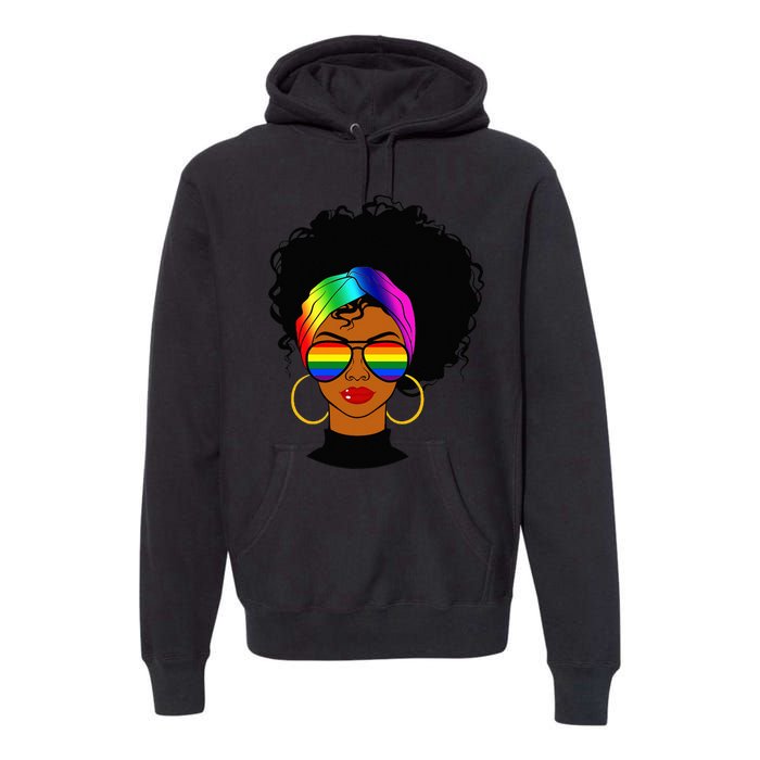 Black Woman LGBT Pride Afro Retro Mother's Day Premium Hoodie