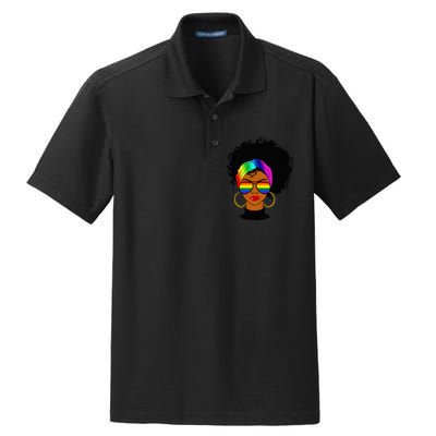 Black Woman LGBT Pride Afro Retro Mother's Day Dry Zone Grid Polo