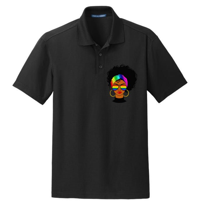 Black Woman LGBT Pride Afro Retro Mother's Day Dry Zone Grid Polo