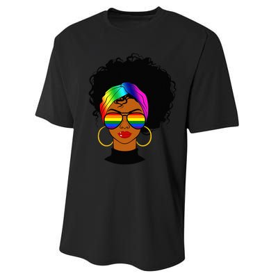 Black Woman LGBT Pride Afro Retro Mother's Day Performance Sprint T-Shirt