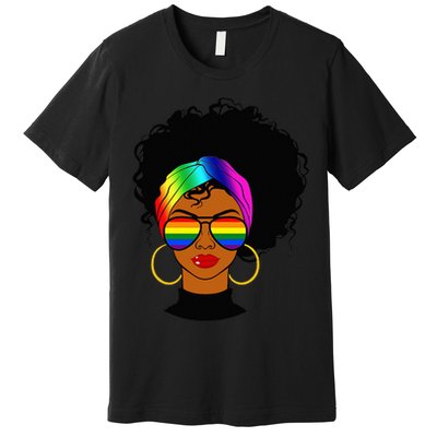 Black Woman LGBT Pride Afro Retro Mother's Day Premium T-Shirt