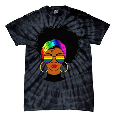 Black Woman LGBT Pride Afro Retro Mother's Day Tie-Dye T-Shirt