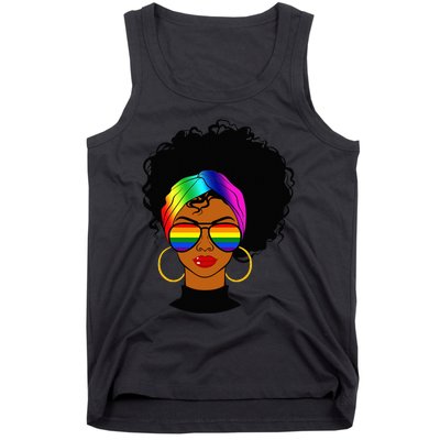 Black Woman LGBT Pride Afro Retro Mother's Day Tank Top