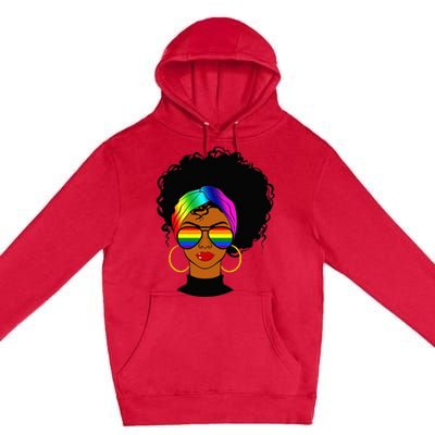 Black Woman LGBT Pride Afro Retro Mother's Day Premium Pullover Hoodie