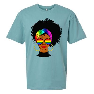 Black Woman LGBT Pride Afro Retro Mother's Day Sueded Cloud Jersey T-Shirt