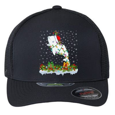 Beluga Whale Lover Xmas Lights Santa Beluga Whale Christmas Gift Flexfit Unipanel Trucker Cap