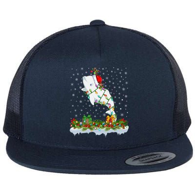 Beluga Whale Lover Xmas Lights Santa Beluga Whale Christmas Gift Flat Bill Trucker Hat