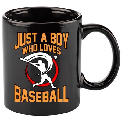 Boy Who Loves Baseball Sports Player Lover Coach Graphic Gift 11oz C Handle Ceramic Mug