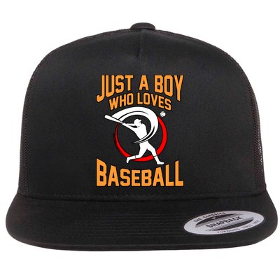 Boy Who Loves Baseball Sports Player Lover Coach Graphic Gift Flat Bill Trucker Hat