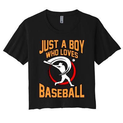 Boy Who Loves Baseball Sports Player Lover Coach Graphic Gift Women's Crop Top Tee