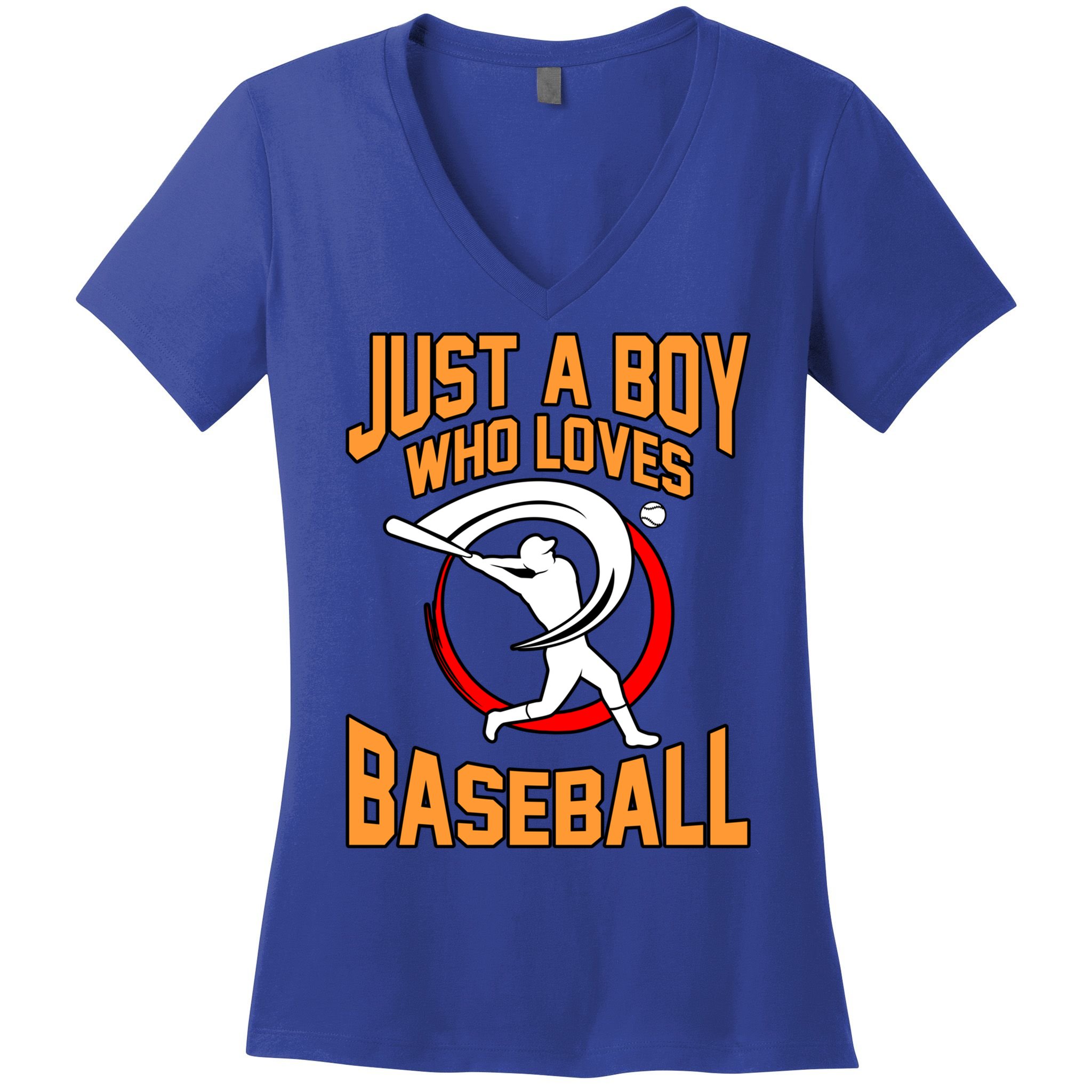 Boy Who Loves Baseball Sports Player Lover Coach Graphic Gift Women's V-Neck T-Shirt