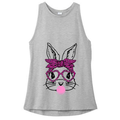 Bunny With Leopard Bandana Heart Glasses Bubblegum Easter Ladies PosiCharge Tri-Blend Wicking Tank