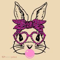 Bunny With Leopard Bandana Heart Glasses Bubblegum Easter Drawstring Bag