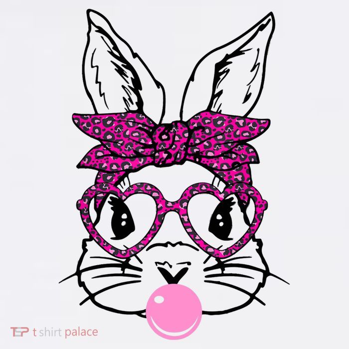 Bunny With Leopard Bandana Heart Glasses Bubblegum Easter Cooling Performance Long Sleeve Crew