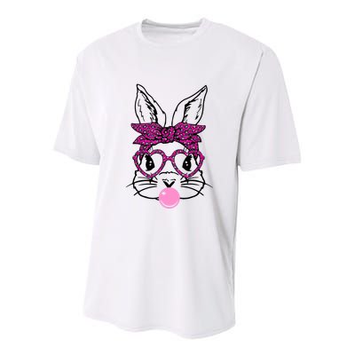 Bunny With Leopard Bandana Heart Glasses Bubblegum Easter Youth Performance Sprint T-Shirt