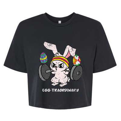 Bunny Weight Lifting Easter Cute Gym Workout Bella+Canvas Jersey Crop Tee