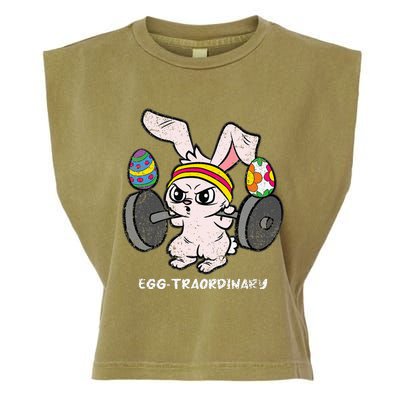 Bunny Weight Lifting Easter Cute Gym Workout Garment-Dyed Women's Muscle Tee