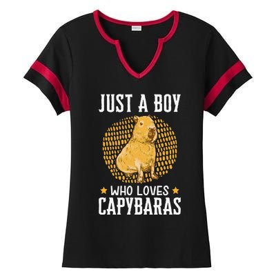 Boy who loves Capybaras South American Capybara  Ladies Halftime Notch Neck Tee