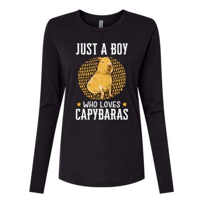 Boy who loves Capybaras South American Capybara  Womens Cotton Relaxed Long Sleeve T-Shirt