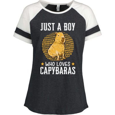 Boy who loves Capybaras South American Capybara  Enza Ladies Jersey Colorblock Tee