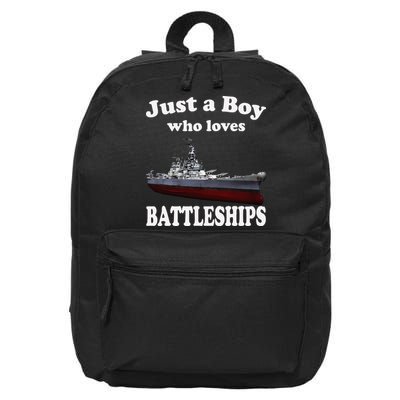 Boy Who Loves Battleship Uss New Jersey Bb62 Ww2 Warship 16 in Basic Backpack
