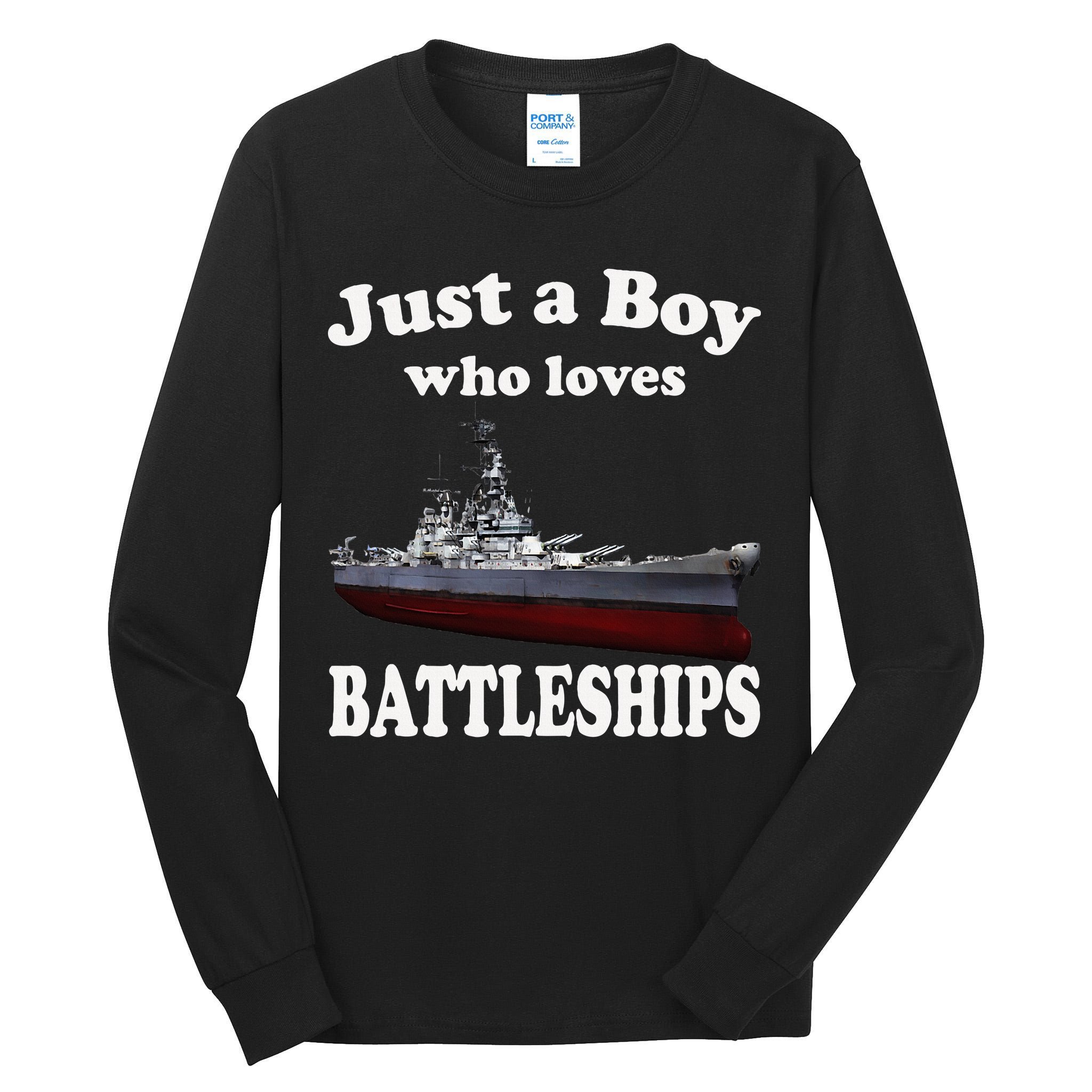 Boy Who Loves Battleship Uss New Jersey Bb62 Ww2 Warship Tall Long Sleeve T-Shirt