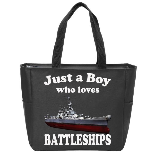 Boy Who Loves Battleship Uss New Jersey Bb62 Ww2 Warship Zip Tote Bag
