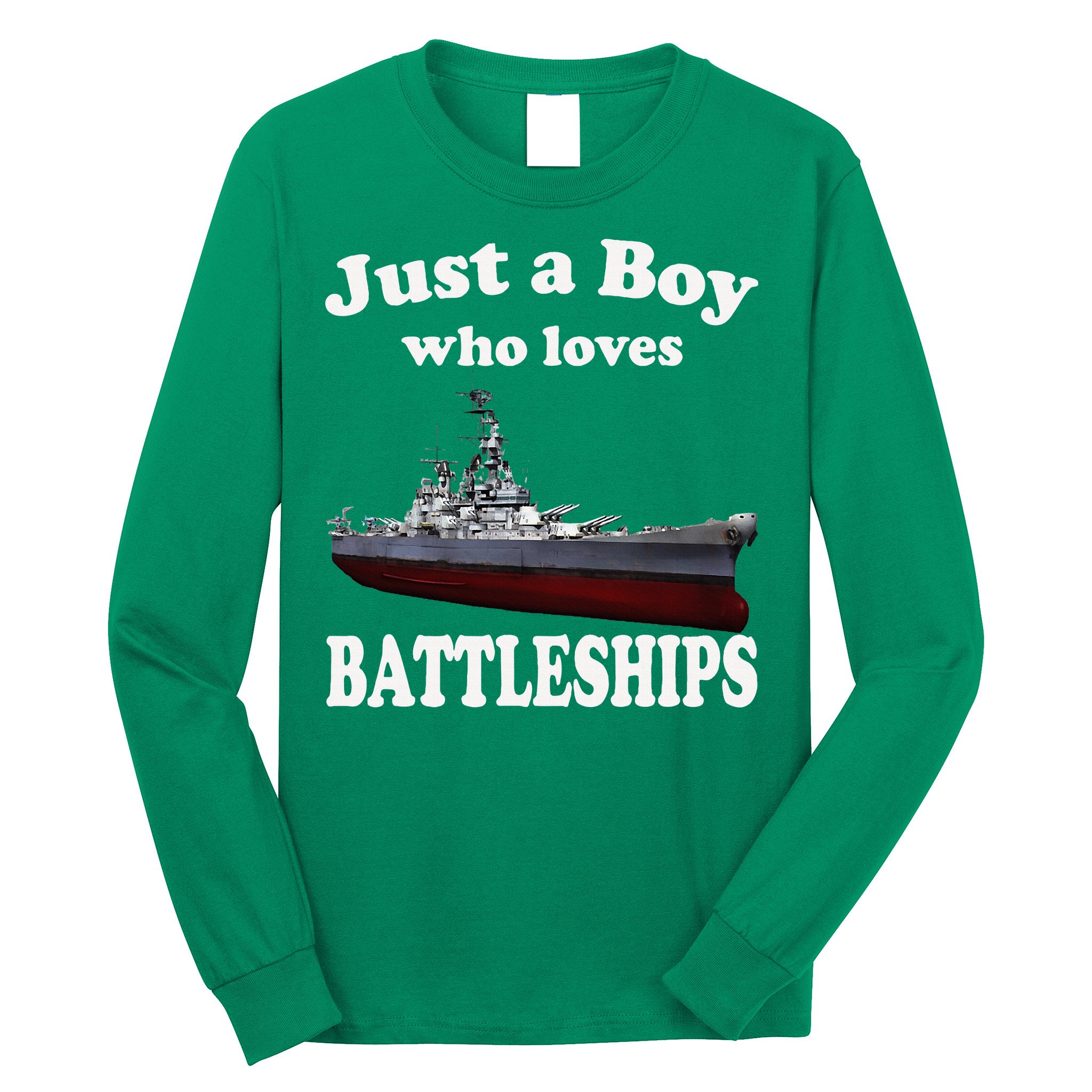 Boy Who Loves Battleship Uss New Jersey Bb62 Ww2 Warship Long Sleeve Shirt