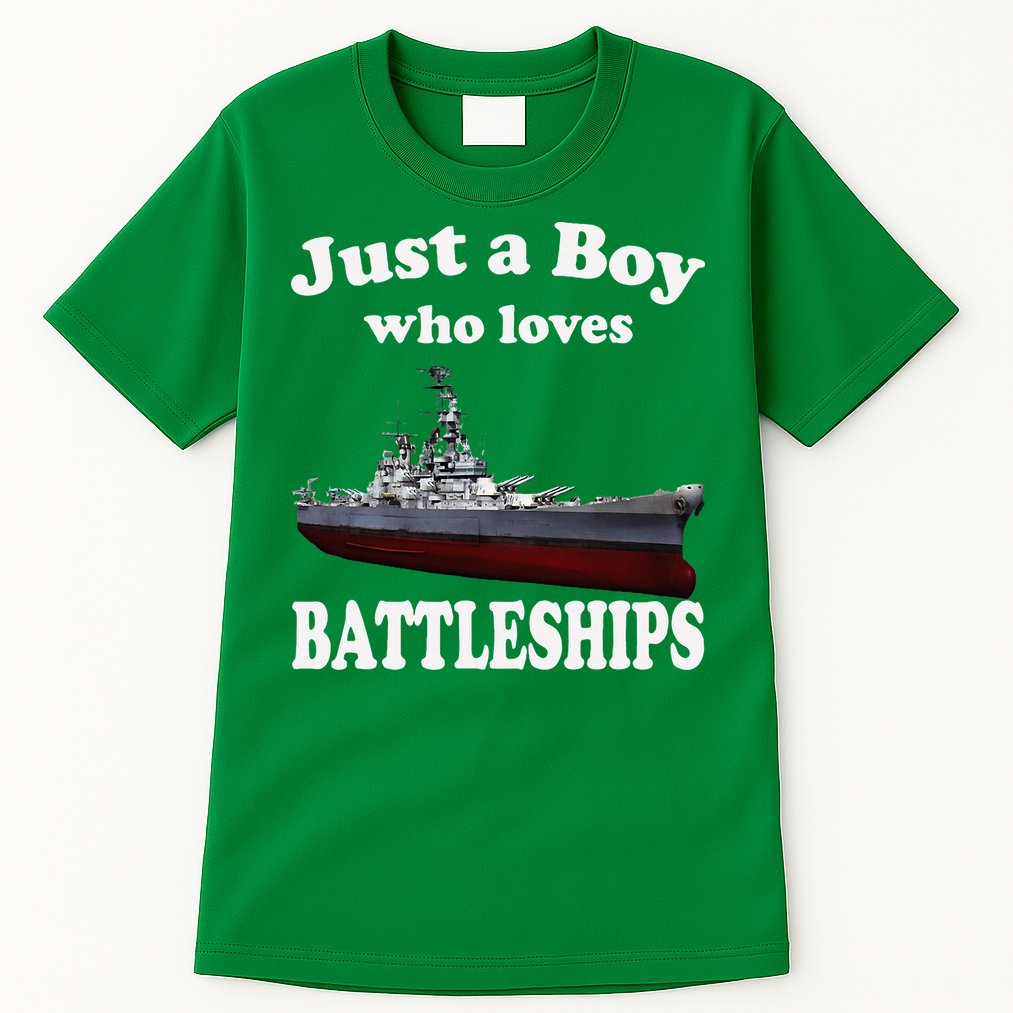 Boy Who Loves Battleship Uss New Jersey Bb62 Ww2 Warship Tall T-Shirt