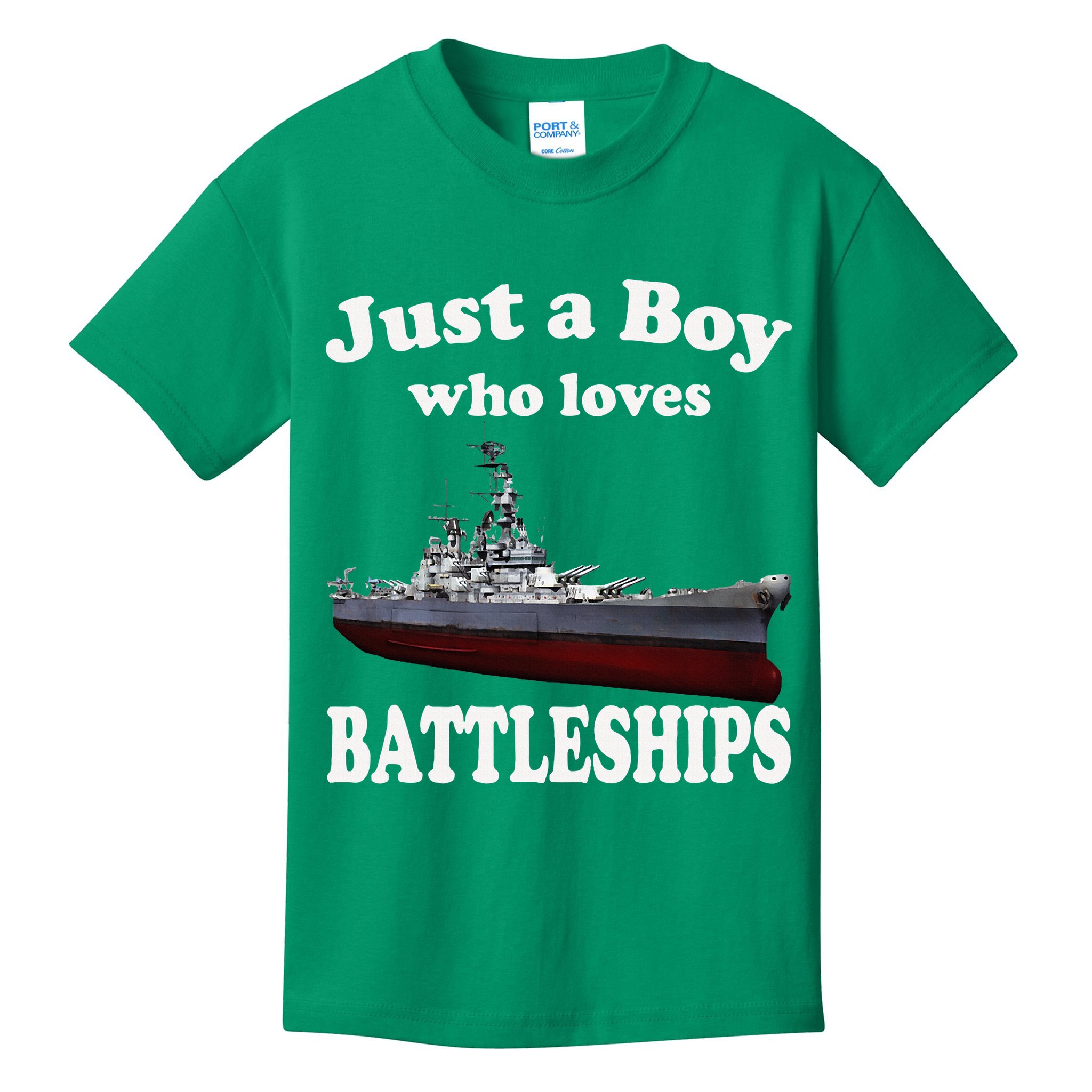 Boy Who Loves Battleship Uss New Jersey Bb62 Ww2 Warship Kids T-Shirt