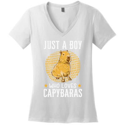 Boy who loves Capybaras South American Capybara  Women's V-Neck T-Shirt