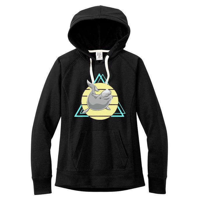 Beluga Whale Lover Ocean Animal Mammal Retro Beluga Women's Fleece Hoodie