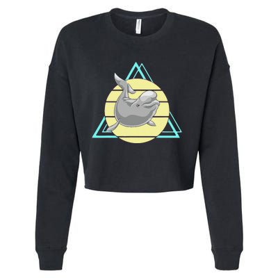 Beluga Whale Lover Ocean Animal Mammal Retro Beluga Cropped Pullover Crew