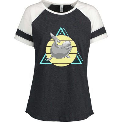 Beluga Whale Lover Ocean Animal Mammal Retro Beluga Enza Ladies Jersey Colorblock Tee