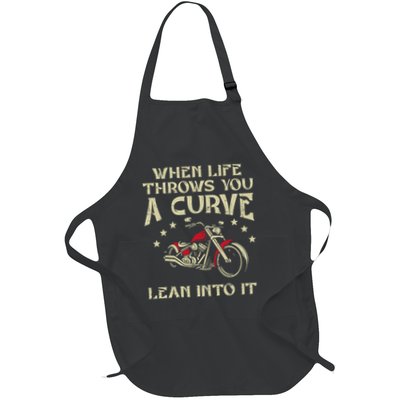 Biker When Life Throws You A Curve Motorcycle Full-Length Apron With Pockets