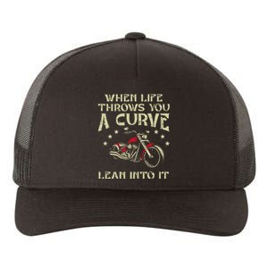 Biker When Life Throws You A Curve Motorcycle Yupoong Adult 5-Panel Trucker Hat