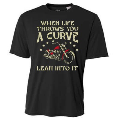 Biker When Life Throws You A Curve Motorcycle Cooling Performance Crew T-Shirt